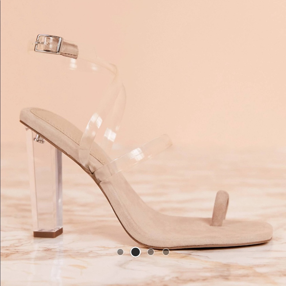 ACRYLIC BARELY THERE BLOCK HEEL SANDALS ASOS WORN ONCE sz6
